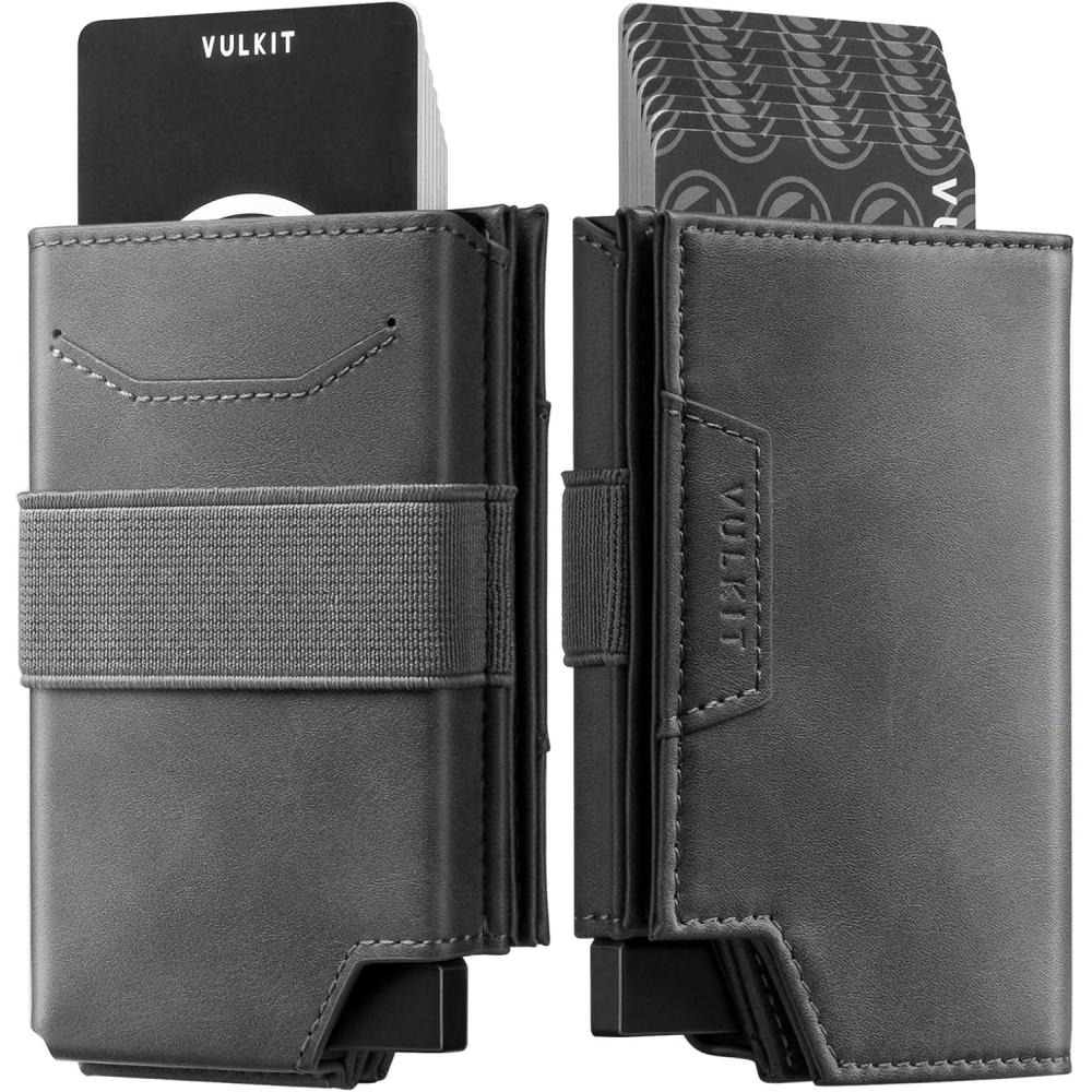 image:imageVULKIT Card Holder With Money Band Minimalist Wallet For Men Pop Up Card Wallet RFID Blocking Holds 11 Cards and Cash GreyGary