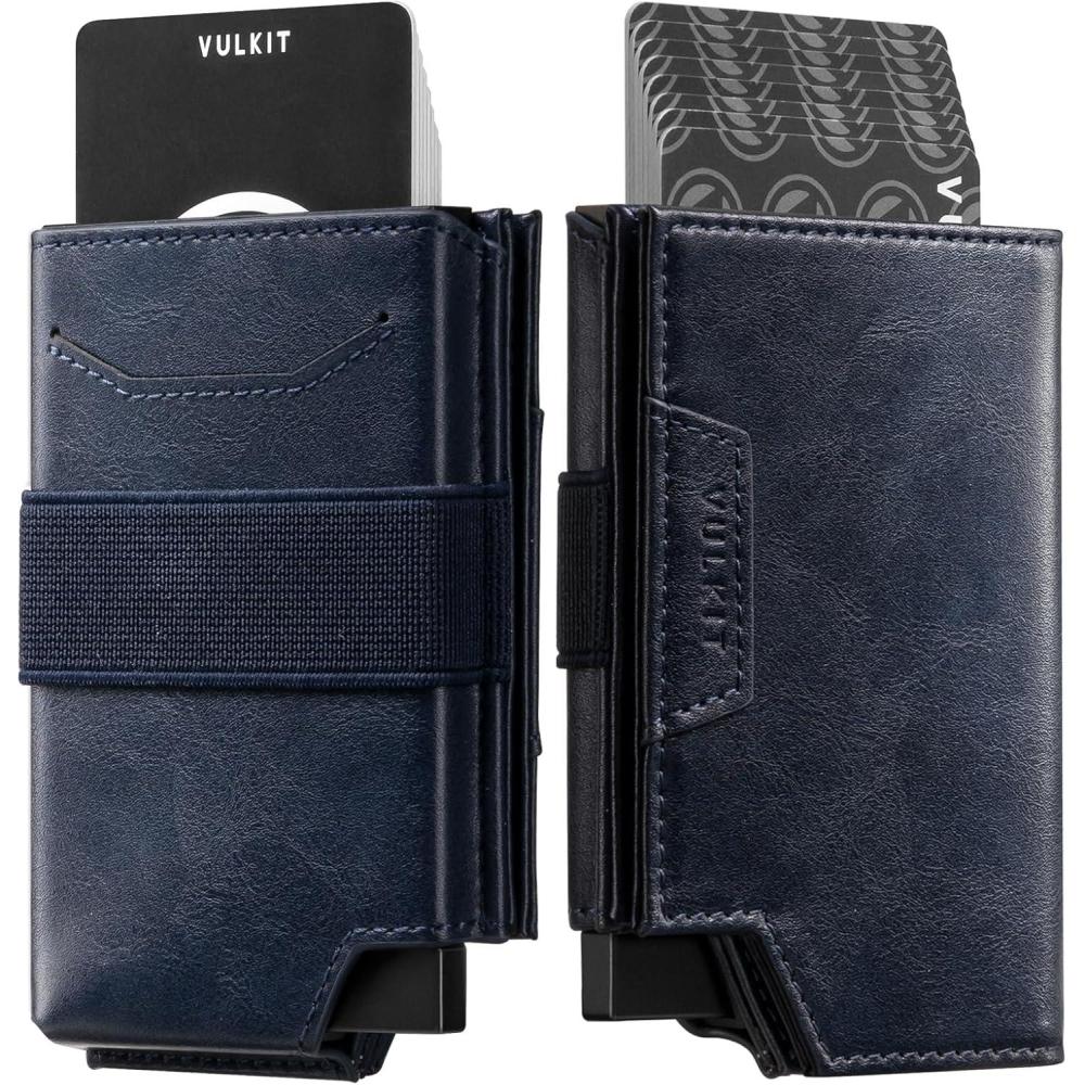 image:imageVULKIT Card Holder With Money Band Minimalist Wallet For Men Pop Up Card Wallet RFID Blocking Holds 11 Cards and Cash GreyNavy
