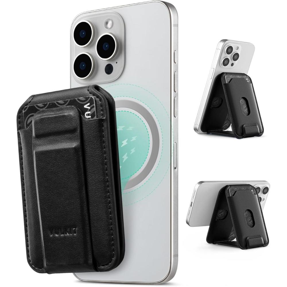 image:imageVULKIT Magnetic Phone Card holder RFID Blocking Slim Card Wallet Phone Case Compatible with Suitble for iphone 1615141312 SeriesBlackBlack