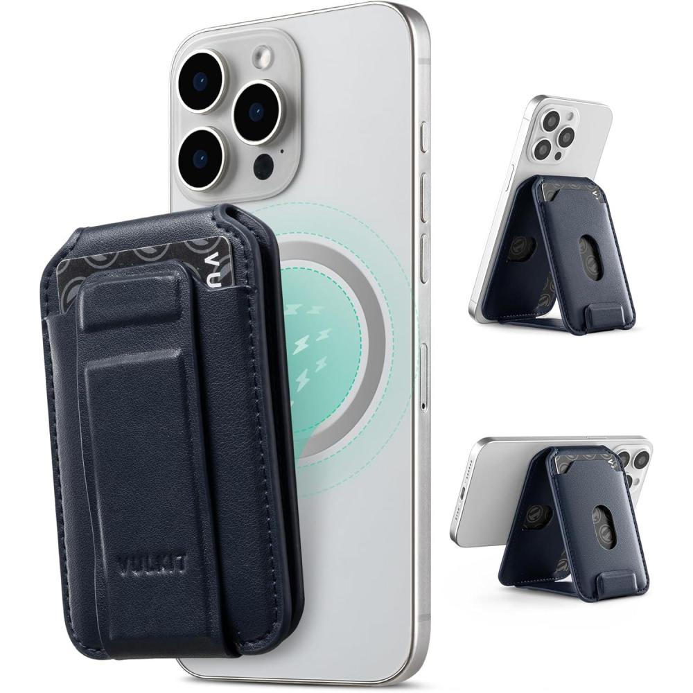 image:imageVULKIT Magnetic Phone Card holder RFID Blocking Slim Card Wallet Phone Case Compatible with Suitble for iphone 1615141312 SeriesBlackNavy
