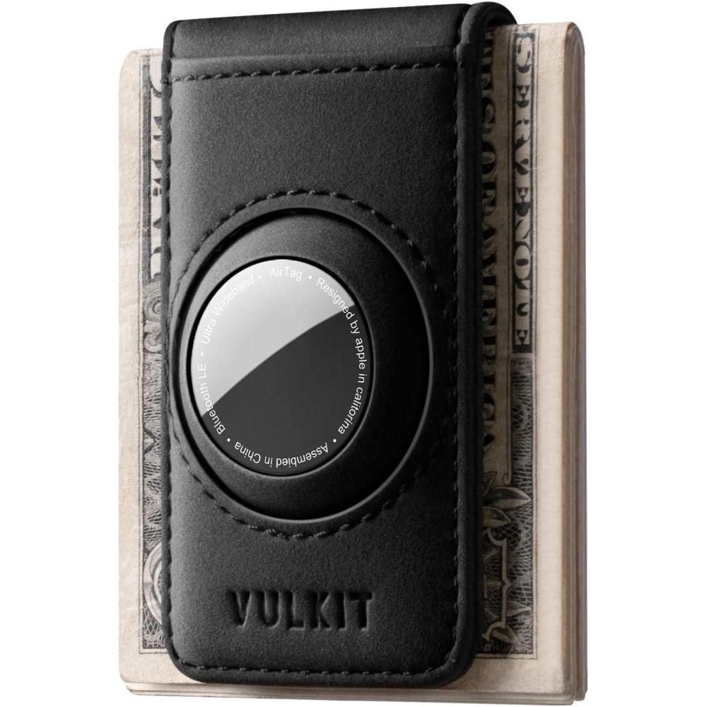 image:imageVULKIT Mens Magnetic Money Clip with Airtag Holder  Airtag NOT Included Holds Up to 15 Cash or 8 CardsBlack