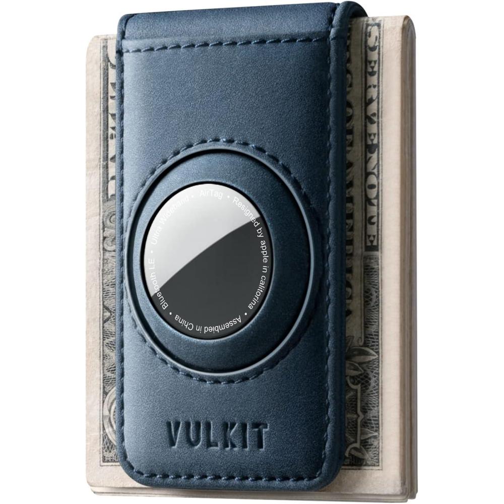image:imageVULKIT Mens Magnetic Money Clip with Airtag Holder Airtag NOT Included Holds Up to 15 Cash or 8 CardsNavy