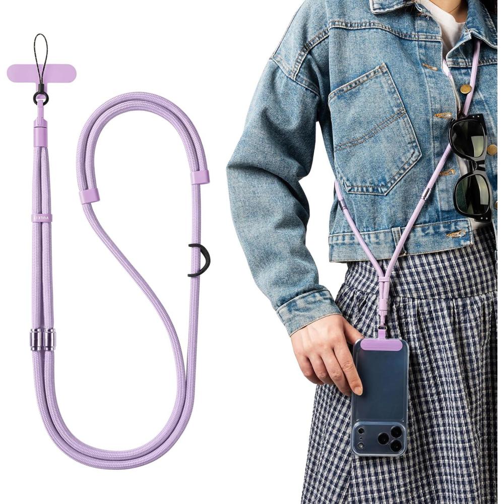 image:imageVULKIT Phone Lanyard Crossbody Cellphone Wrist Strap AntiTheft Phone Strap Adjustable Neck Lanyard with Metal BucklesPurple
