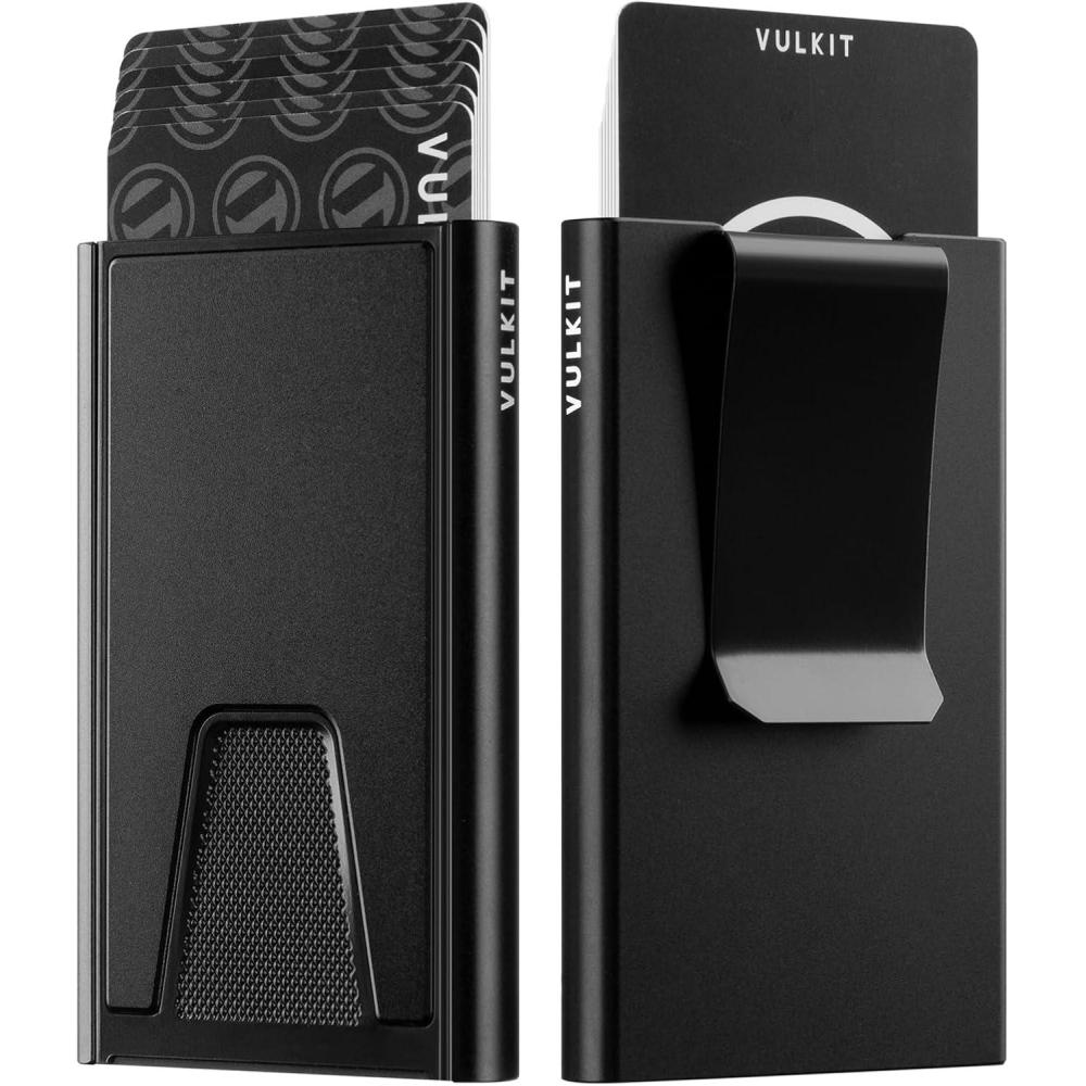 image:imageVULKIT Pop Up Wallet with Money Clip and Airtag Holder Slim Aluminum Wallet for Men RFID Blocking RedBlack