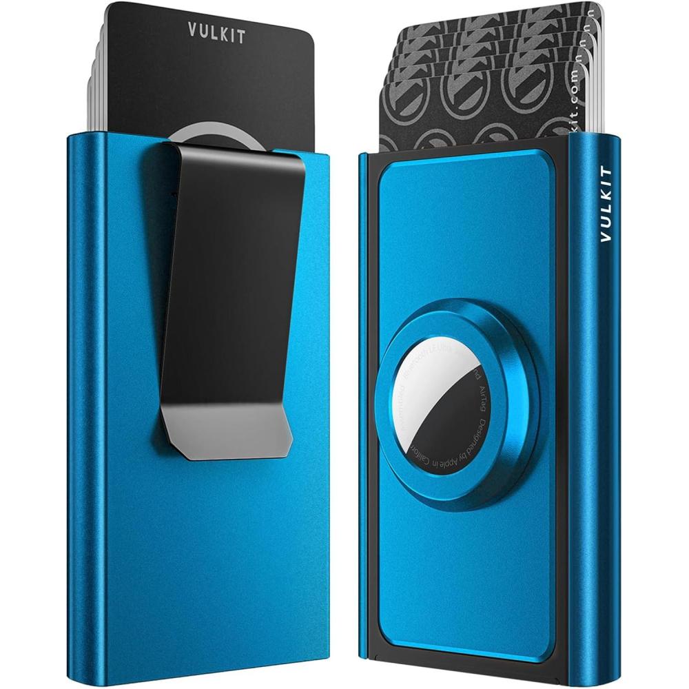 image:imageVULKIT Pop Up Wallet with Money Clip and Airtag Holder Slim Aluminum Wallet for Men RFID Blocking RedBlue