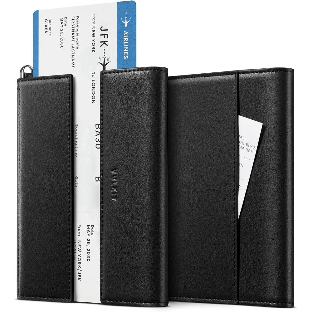 image:imageVULKIT RFID Blocking Passport Holder for Travel Multifunctional Passport Cover for Men amp Women Designed for LongDistance Trips Large Capacity Phone amp Tablet Stand Function Forest GreenOnyx Black