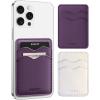 image:imageVULKIT 2 Pack Phone Card Holder Credit Card Sleeves RFID Blocking Slim Leather Adhesive Pocket Sticker for Back of SmartphonePurplePearl White