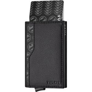 VULKIT Card Holder Wallet with Double ID Windows RFID Blocking Pop Up Wallet Minimalist Design for 12 Cards(Black)