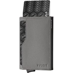 VULKIT Card Holder Wallet with Double ID Windows RFID Blocking Pop Up Wallet Minimalist Design for 12 Cards(Iron Grey)
