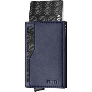 VULKIT Card Holder Wallet with Double ID Windows RFID Blocking Pop Up Wallet Minimalist Design for 12 Cards(Navy)