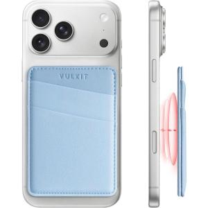 VULKIT Magnetic Phone Wallet for MagSafe- RFID Blocking – Card Holder Wallet for iPhone 16/15/14/13/12 Series & Phone Case with MagSafe(Sky Blue)
