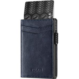 VULKIT Men’s Slim Wallets Pop Up Card Holder RFID Blocking Metal Wallet Minimalist Design Holds Up to 11 Cards(Navy)