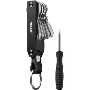 VULKIT Metal Key Organizer Minimalist Key Holder Compact Key Case Keychain(Black)