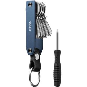 VULKIT Metal Key Organizer Minimalist Key Holder Compact Key Case Keychain(Blue)
