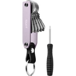 VULKIT Metal Key Organizer Minimalist Key Holder Compact Key Case Keychain(Lilac)