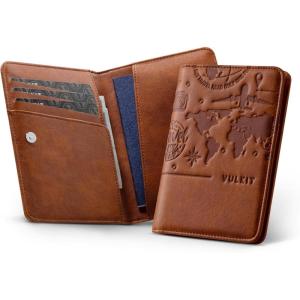 VULKIT Passport Holder For Travel With Magnetic Closure RFID Blocking Travel Wallet Passport Book Cover Boarding Pass Holder Travel Essentials(Brown)