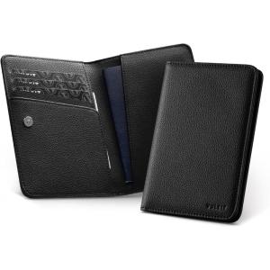 VULKIT Passport Holder For Travel With Magnetic Closure RFID Blocking Travel Wallet Passport Book Cover Boarding Pass Holder Travel Essentials(Grain Black)