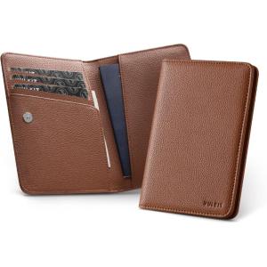 VULKIT Passport Holder For Travel With Magnetic Closure RFID Blocking Travel Wallet Passport Book Cover Boarding Pass Holder Travel Essentials(Grain Espresso)