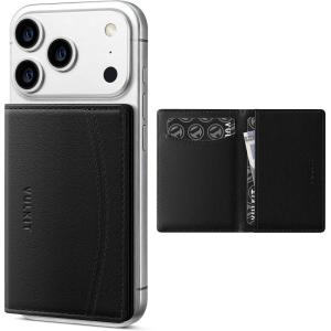 VULKIT Phone Card Holder Stick on Adhesive Credit Card Holder RFID Blocking Sticky Phone Wallet Compatible with iphone Leather Card Case for Women(Black)