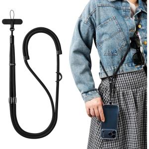 VULKIT Phone Lanyard Crossbody Cellphone Wrist Strap Anti-Theft Phone Strap Adjustable Neck Lanyard with Metal Buckles(Black)
