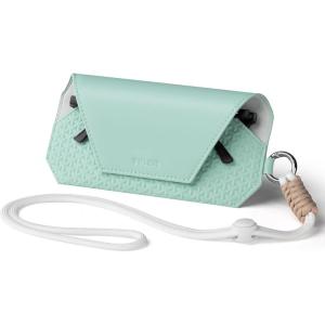 VULKIT Portable Leather Eye Glasses Case for Women & Men, Slim Sunglass Case, Unisex Eyeglass Case(Mint Green With Lanyard)