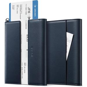 VULKIT RFID Blocking Passport Holder for Travel, Multifunctional Passport Cover for Men & Women, Designed for Long-Distance Trips, Large Capacity, Phone & Tablet Stand Function, Forest Green(Midnight Navy)