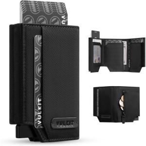 VULKIT Smart Wallet for Men RFID Blocking with Pop-Up Credit Card Ejector Case, ID Window, Cash/Bills Compartment and Coin Pocket, Giftbox Packed, Black Oxford Fabric(Black Oxford Fabric)
