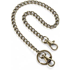 VULKIT Wallet Chain, Bronzed Metal, Retro Style, 18.5 inches, 2 Lobster Clasps with Key Ring