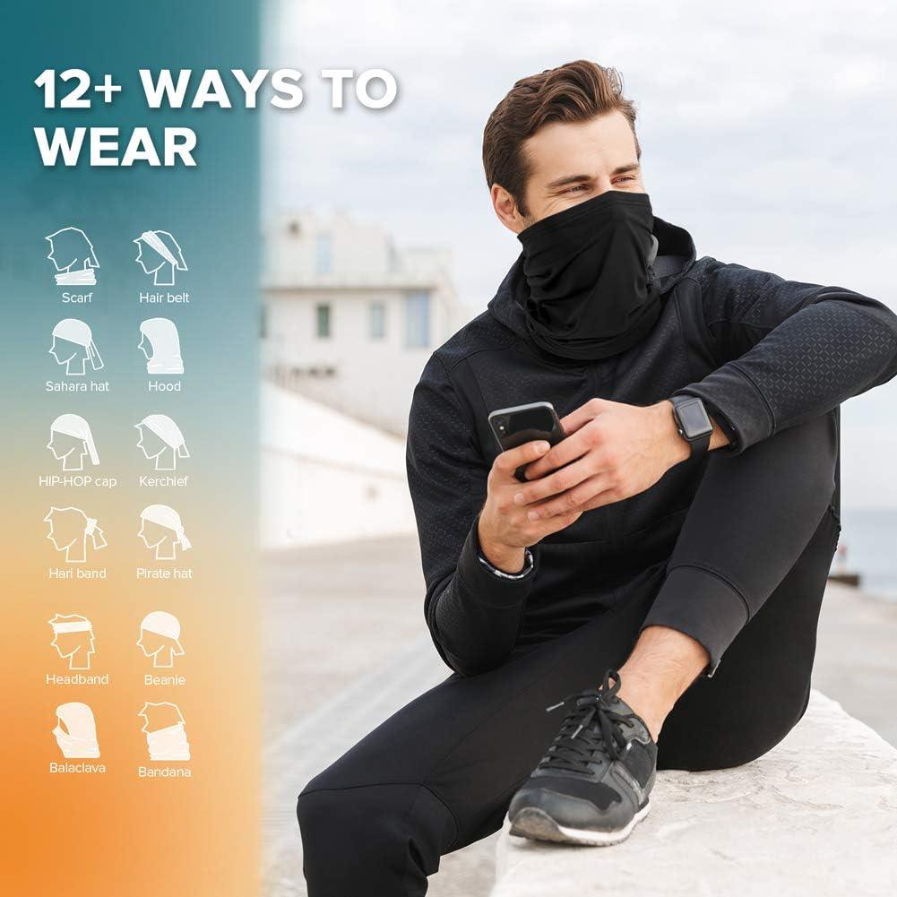 image:imageVULKIT 2 Pack Neck Gaiter Face Mask Scarf Reusable Bandanas Tube UV Protection Balaclava Outdoor Sport for Men and WomenBlack2white2