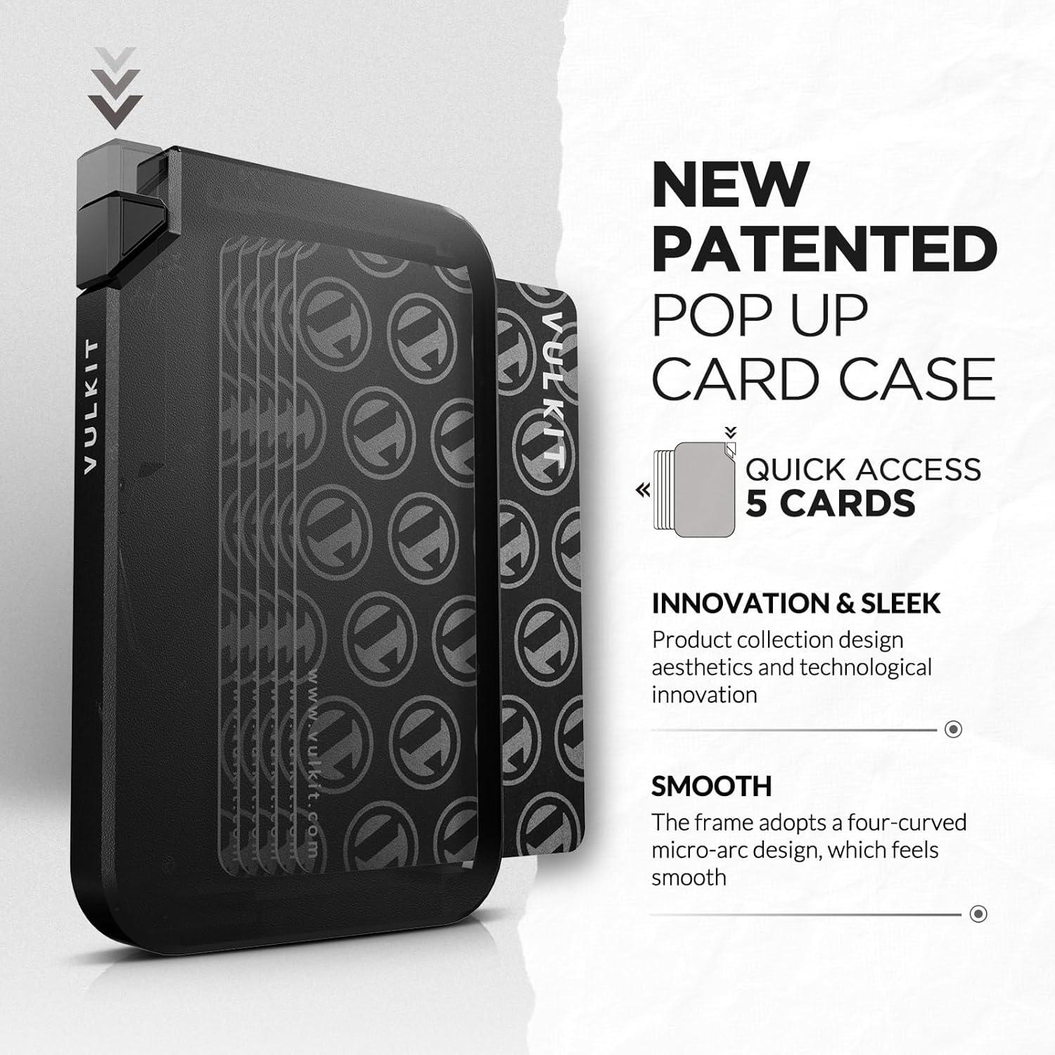 image:imageVULKIT Aluminum Card Holder Pop up RFID Blocking Slim Wallet for Men and Women Holds 5 Cards Minimalist Metal Card Case WineBlack