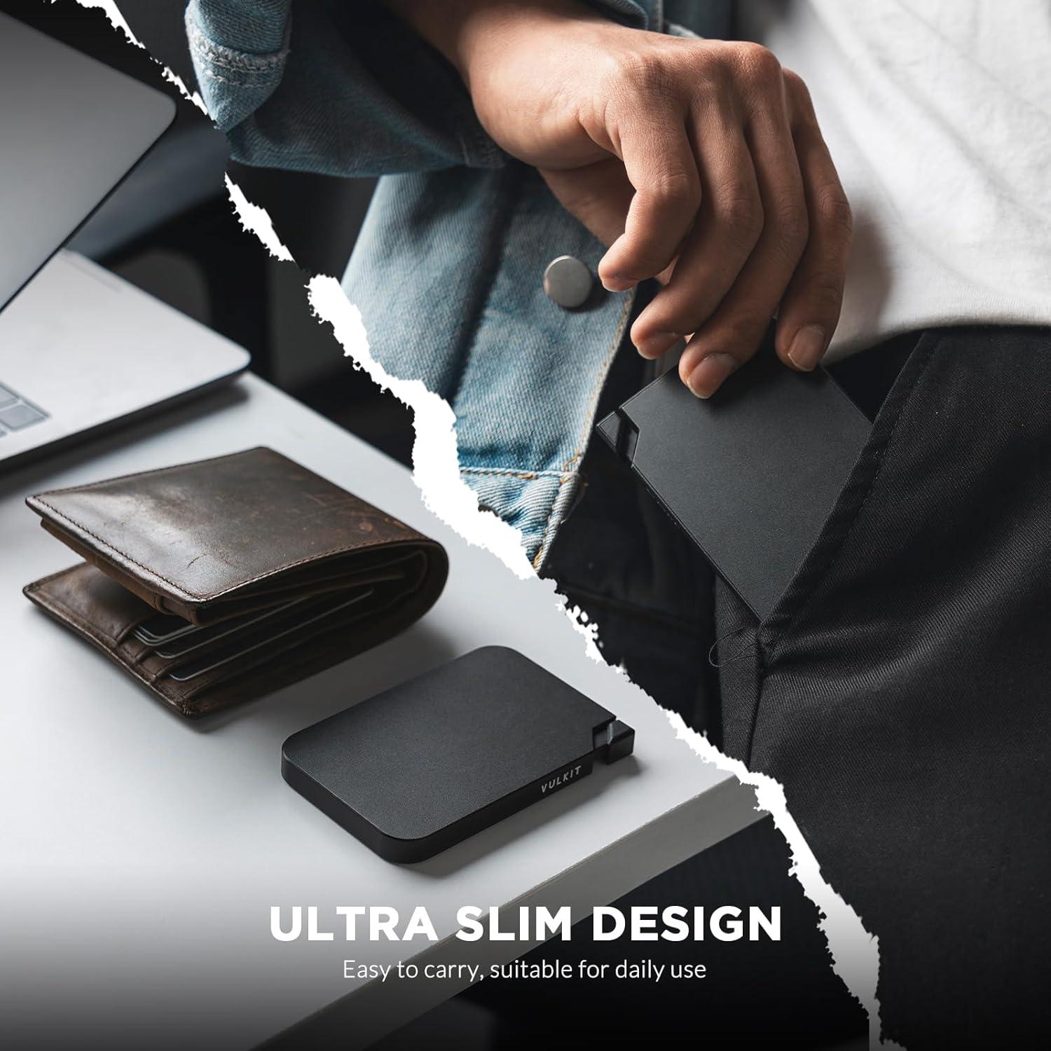 image:imageVULKIT Aluminum Card Holder Pop up RFID Blocking Slim Wallet for Men and Women Holds 5 Cards Minimalist Metal Card Case WineBlack