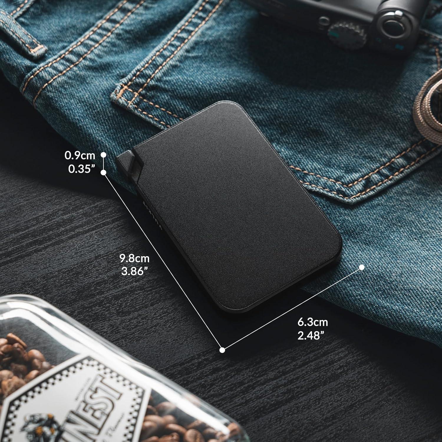 image:imageVULKIT Aluminum Card Holder Pop up RFID Blocking Slim Wallet for Men and Women Holds 5 Cards Minimalist Metal Card Case WineBlack