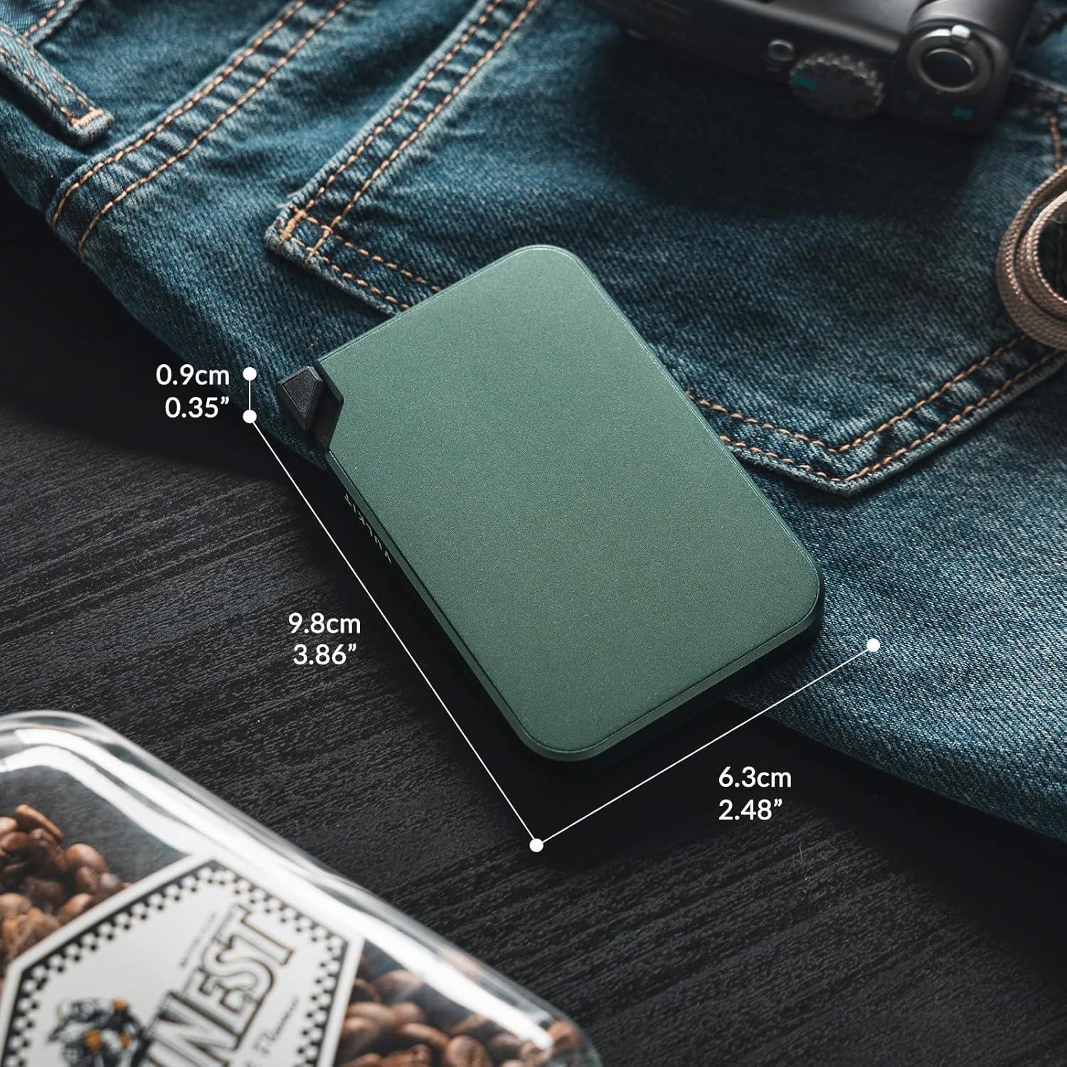 image:imageVULKIT Aluminum Card Holder Pop up RFID Blocking Slim Wallet for Men and Women Holds 5 Cards Minimalist Metal Card Case WineMidnightGreen