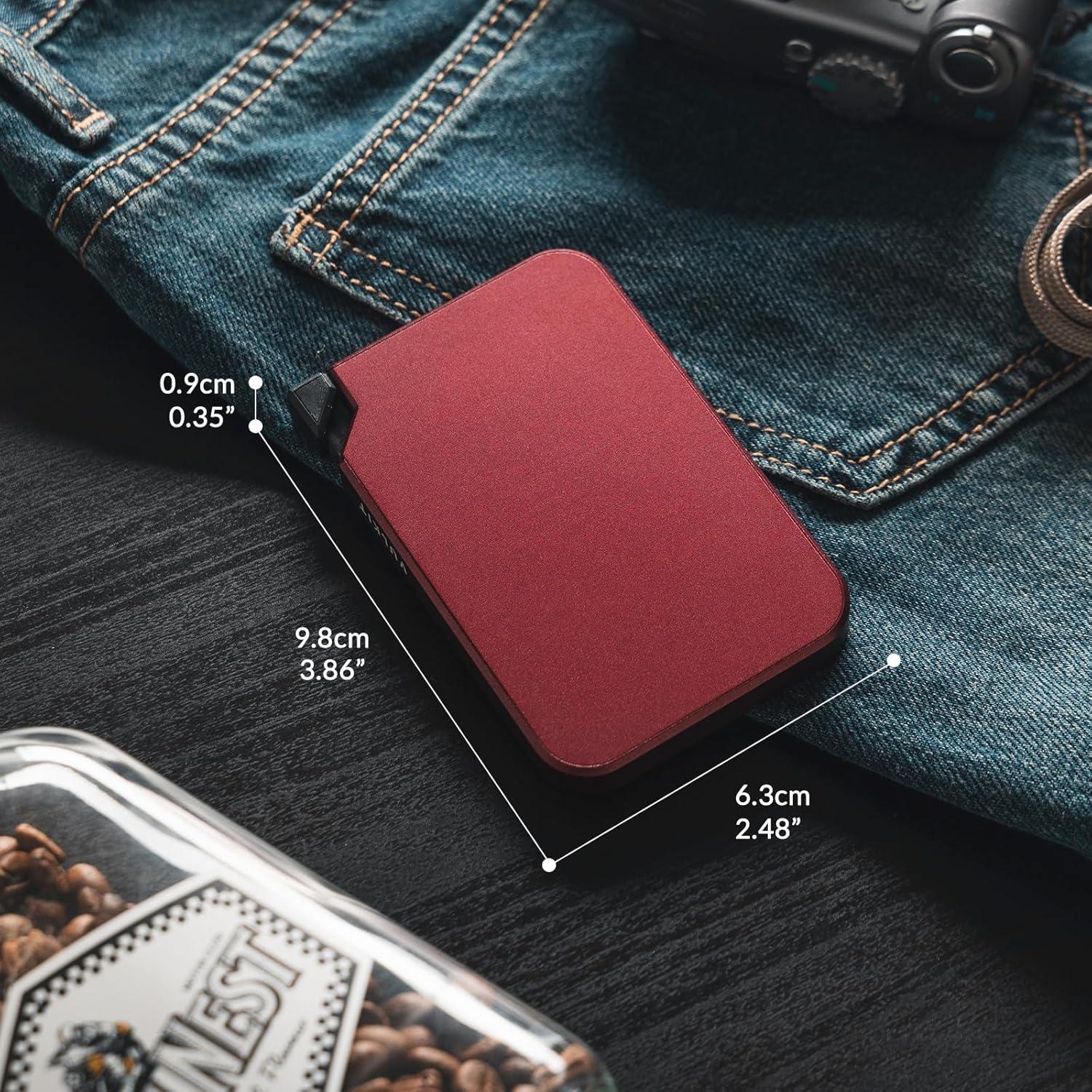 image:imageVULKIT Aluminum Card Holder Pop up RFID Blocking Slim Wallet for Men and Women Holds 5 Cards Minimalist Metal Card Case WineWine
