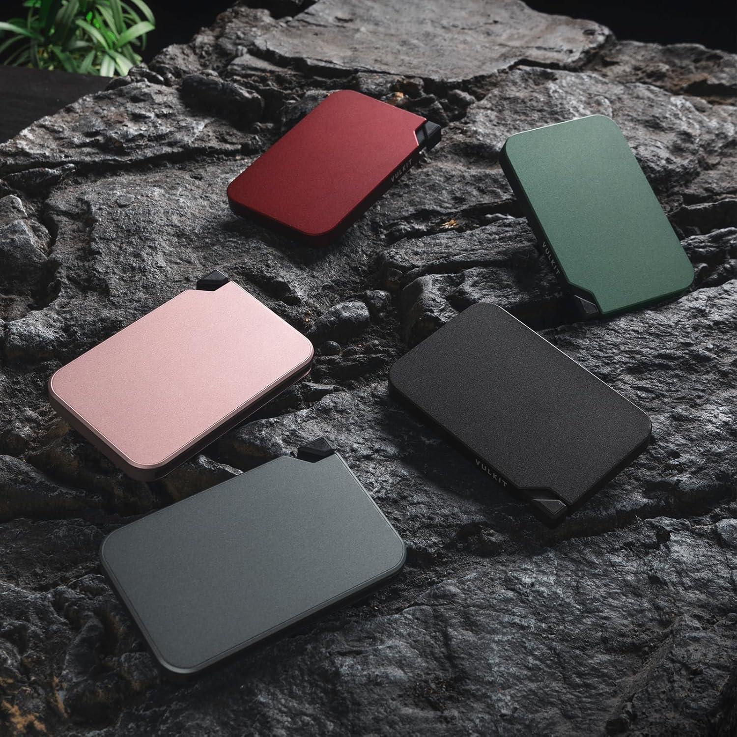 image:imageVULKIT Aluminum Card Holder Pop up RFID Blocking Slim Wallet for Men and Women Holds 5 Cards Minimalist Metal Card Case WineWine