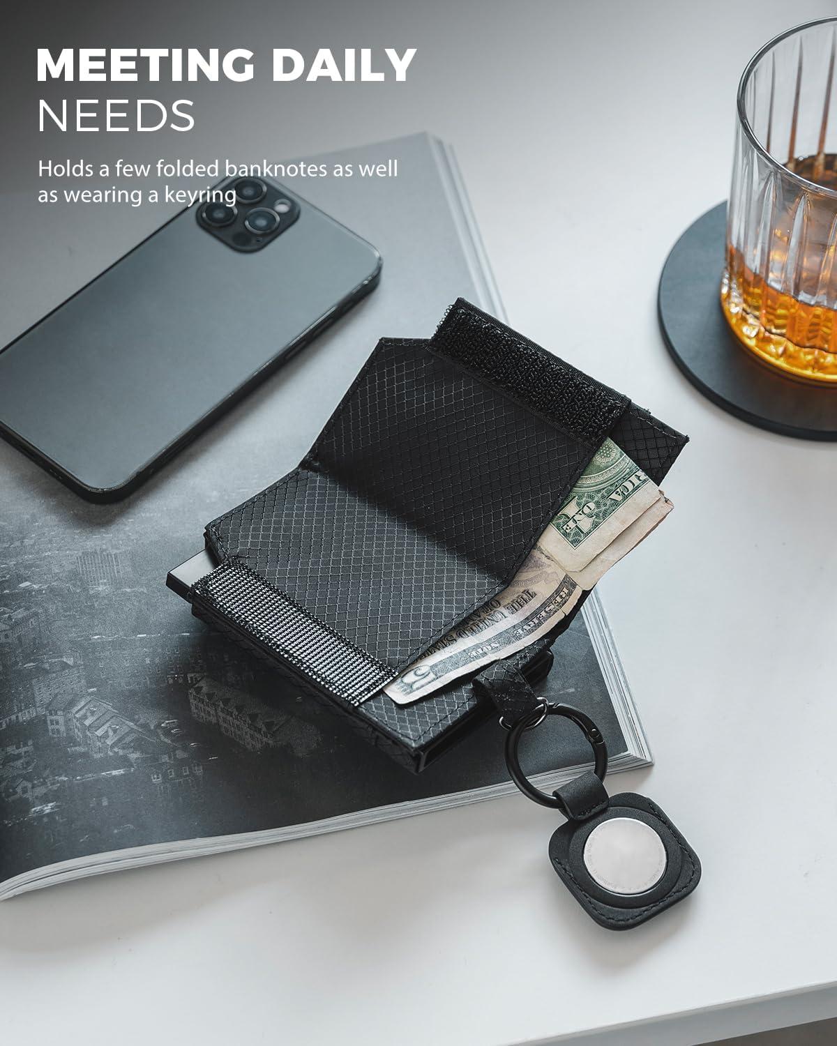 image:imageVULKIT Bifold Pop up Card Holder with Money Compartment Business Card Case Minimalist Front Pocket Wallet for Men GreenBlack