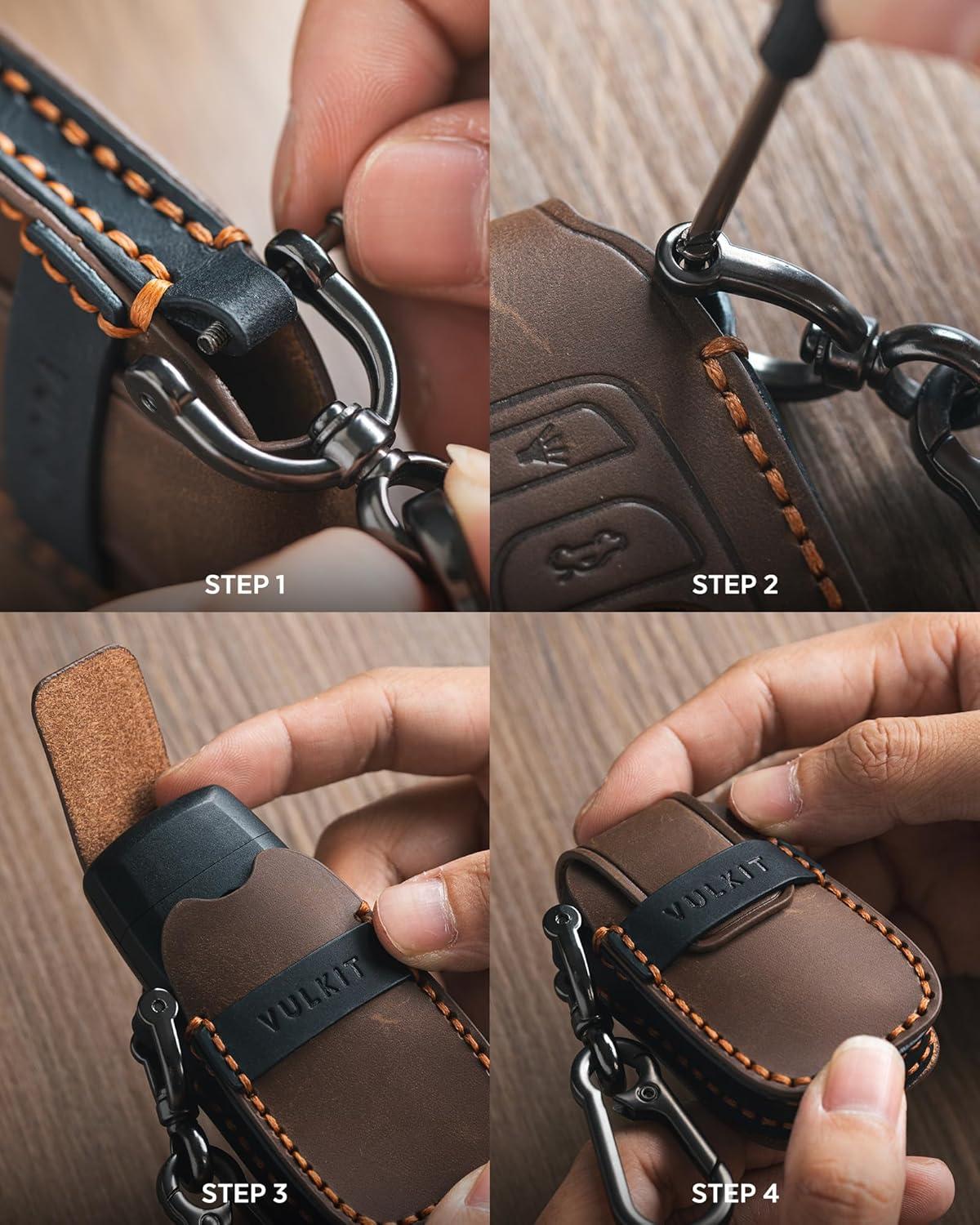 image:imageVULKIT Car Key Fob Cover Leather Full Protection 5 Buttons Key Case Shell Compatible with Honda 20222025 Civic Accord HRV Pilot CRV