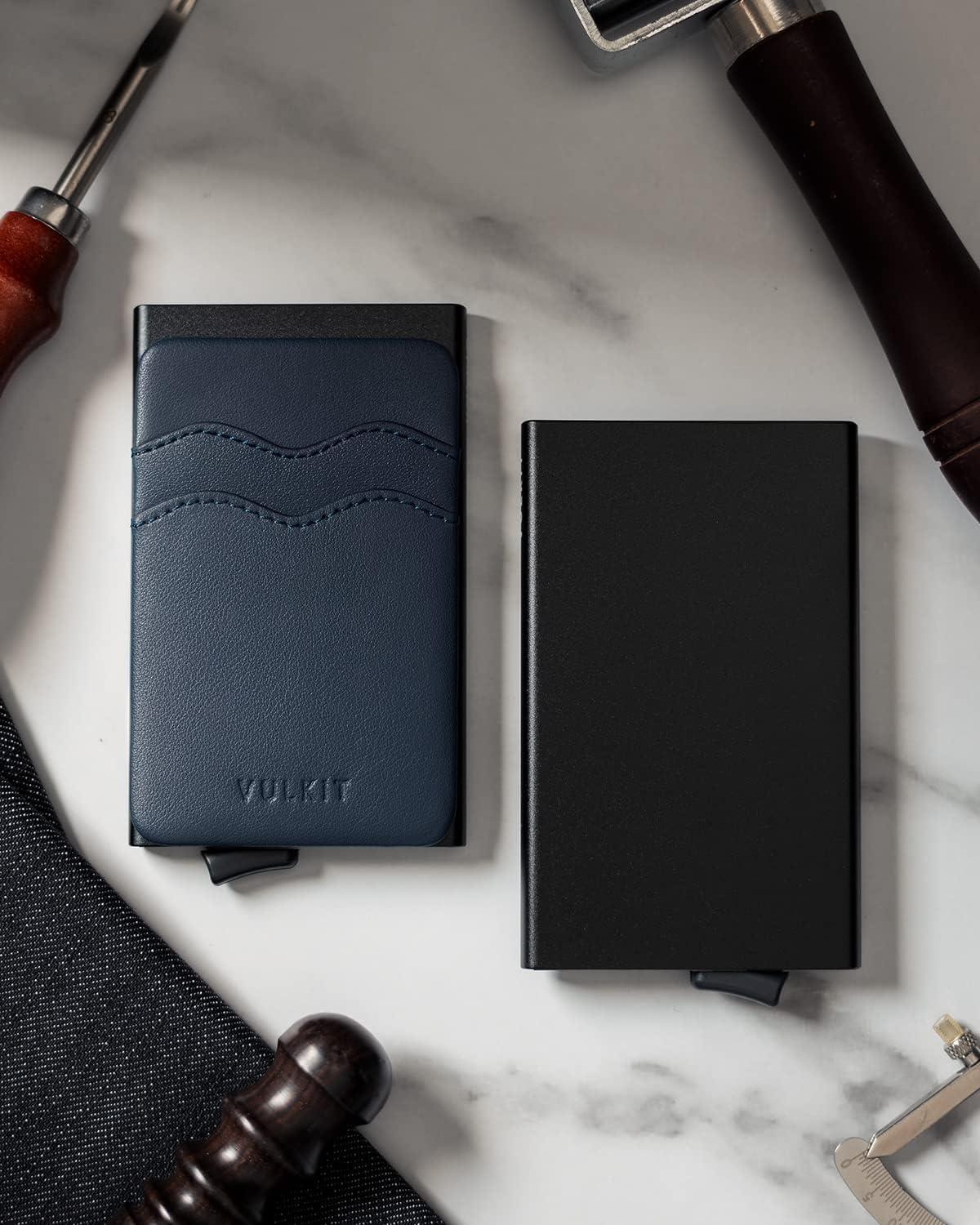 image:imageVULKIT Card Holder Pop Up Slim Wallet With Extra Leather Pocket Slots RFID Blocking Credit Card Case for Men and WomenBlue
