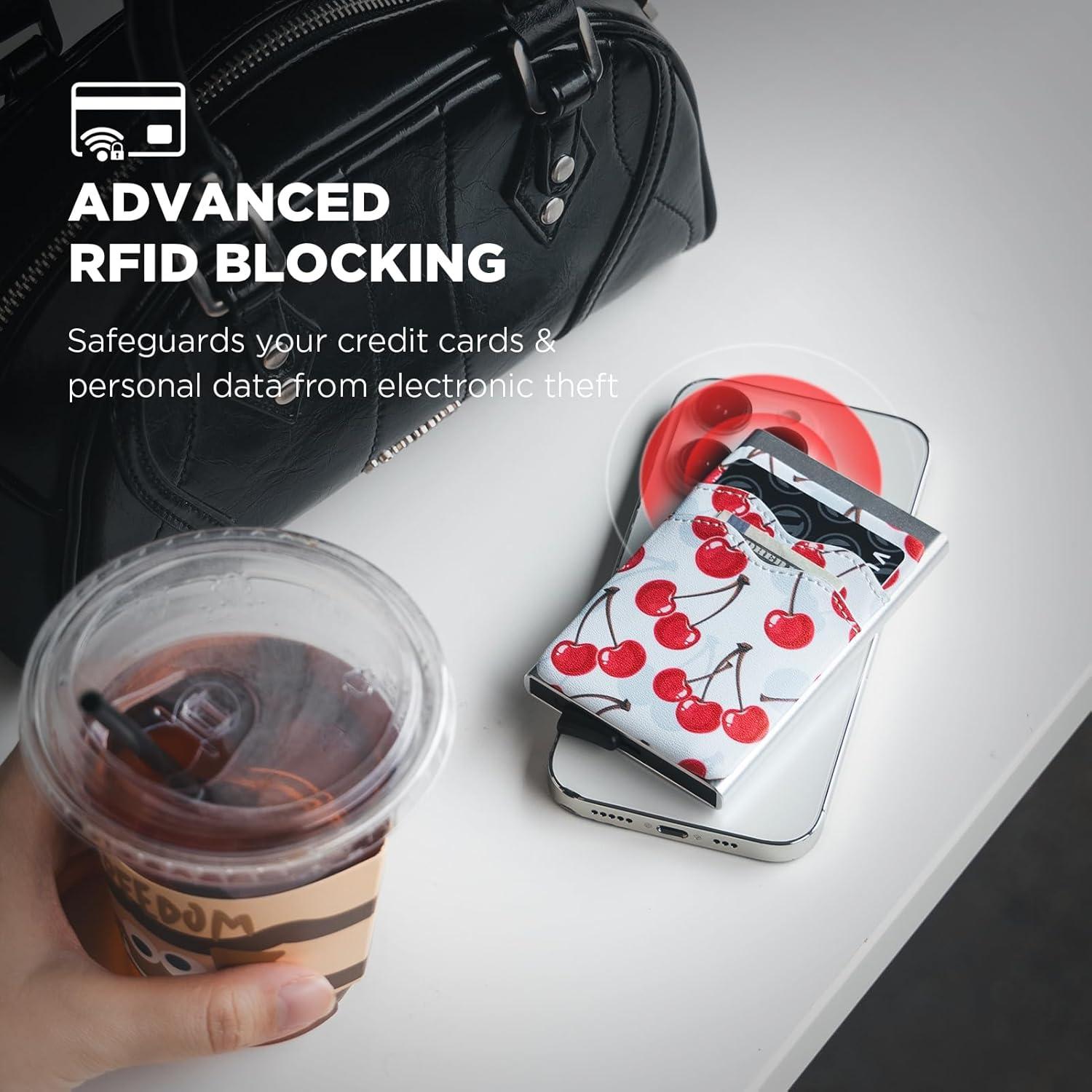 image:imageVULKIT Card Holder Pop Up Slim Wallet With Extra Leather Pocket Slots RFID Blocking Credit Card Case for Men and WomenCherry Breeze