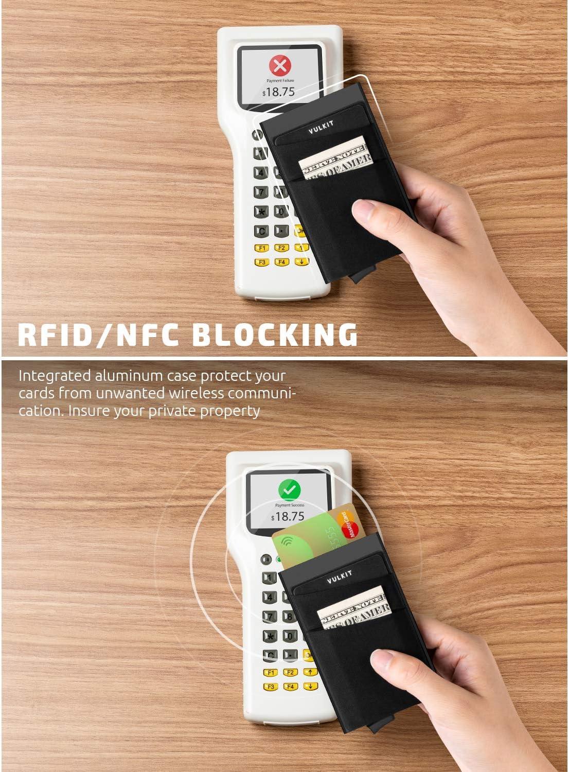 image:imageVULKIT Card Holder with Money Pocket Pop Up Wallet RFID Blocking Slim Metal Bank Card Case Holds 5 Cards and NotesBlack