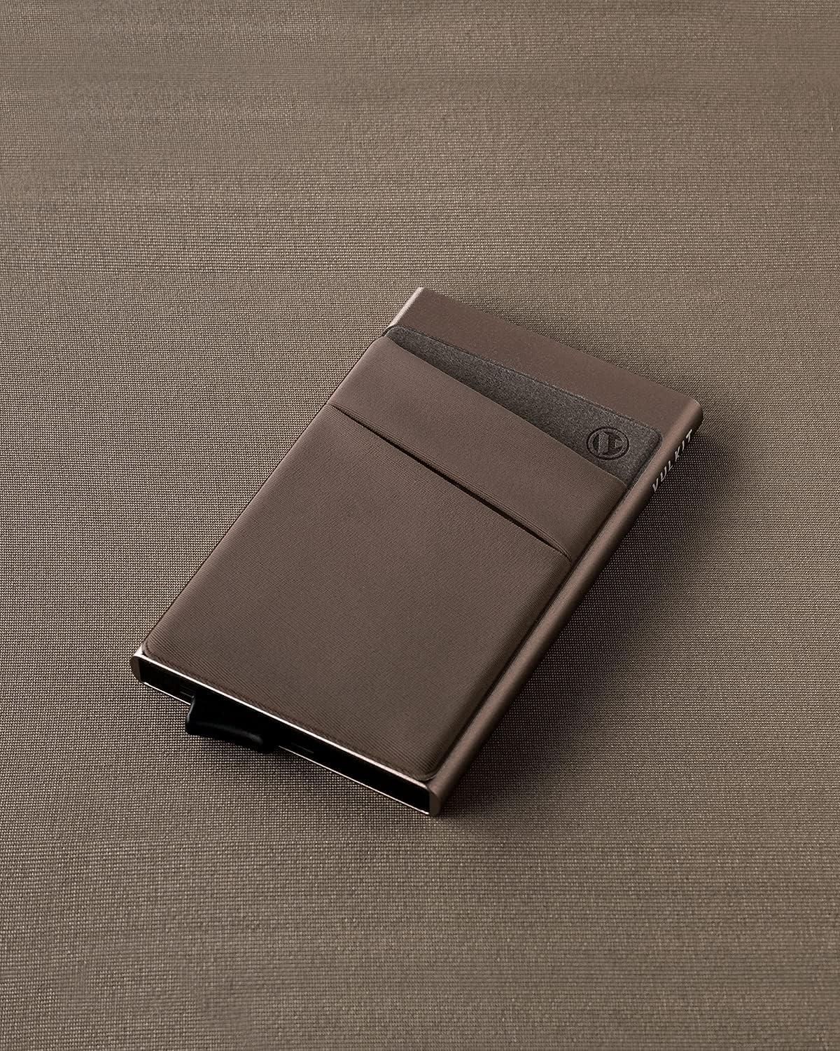 image:imageVULKIT Card Holder with Money Pocket Pop Up Wallet RFID Blocking Slim Metal Bank Card Case Holds 5 Cards and NotesNickle Grey
