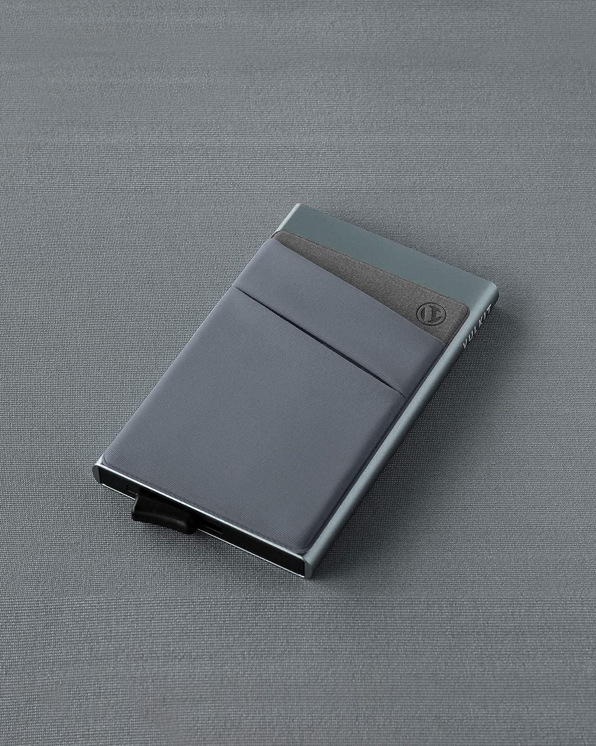 image:imageVULKIT Card Holder with Money Pocket Pop Up Wallet RFID Blocking Slim Metal Bank Card Case Holds 5 Cards and NotesSpace Grey