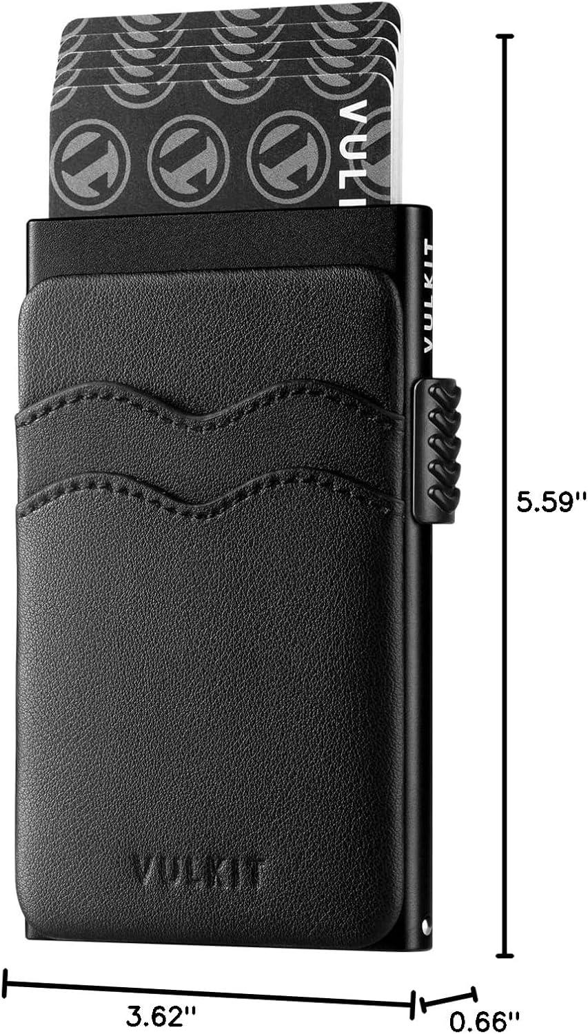 image:imageVULKIT Credit Card Holder Minimalist Slim Pop Up Wallet with Leather Slots RFID Blocking for Men and Women Holds 7 Cards and Notes WineBlack