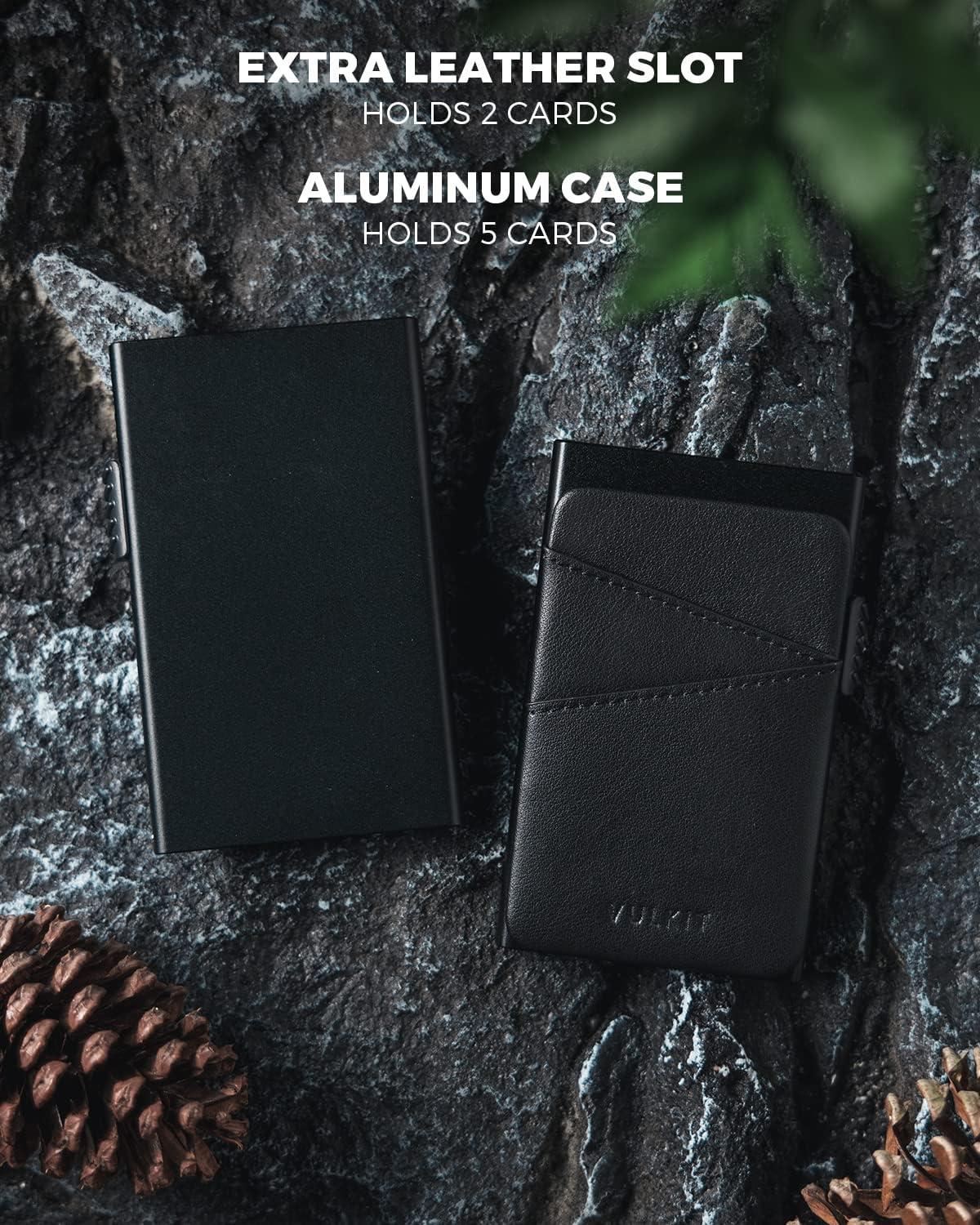 image:imageVULKIT Credit Card Holder Minimalist Slim Pop Up Wallet with Leather Slots RFID Blocking for Men and Women Holds 7 Cards and Notes WineBlack