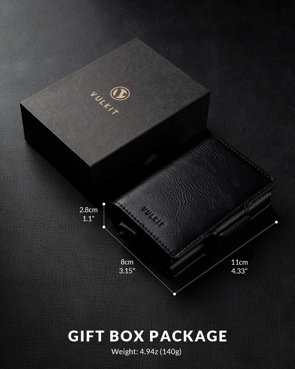 image:imageVULKIT Credit Card Holder RFID Blocking Leather Automatic Pop Up Wallet Magnetic Wallet Double Card Case for Men and WomenBlack