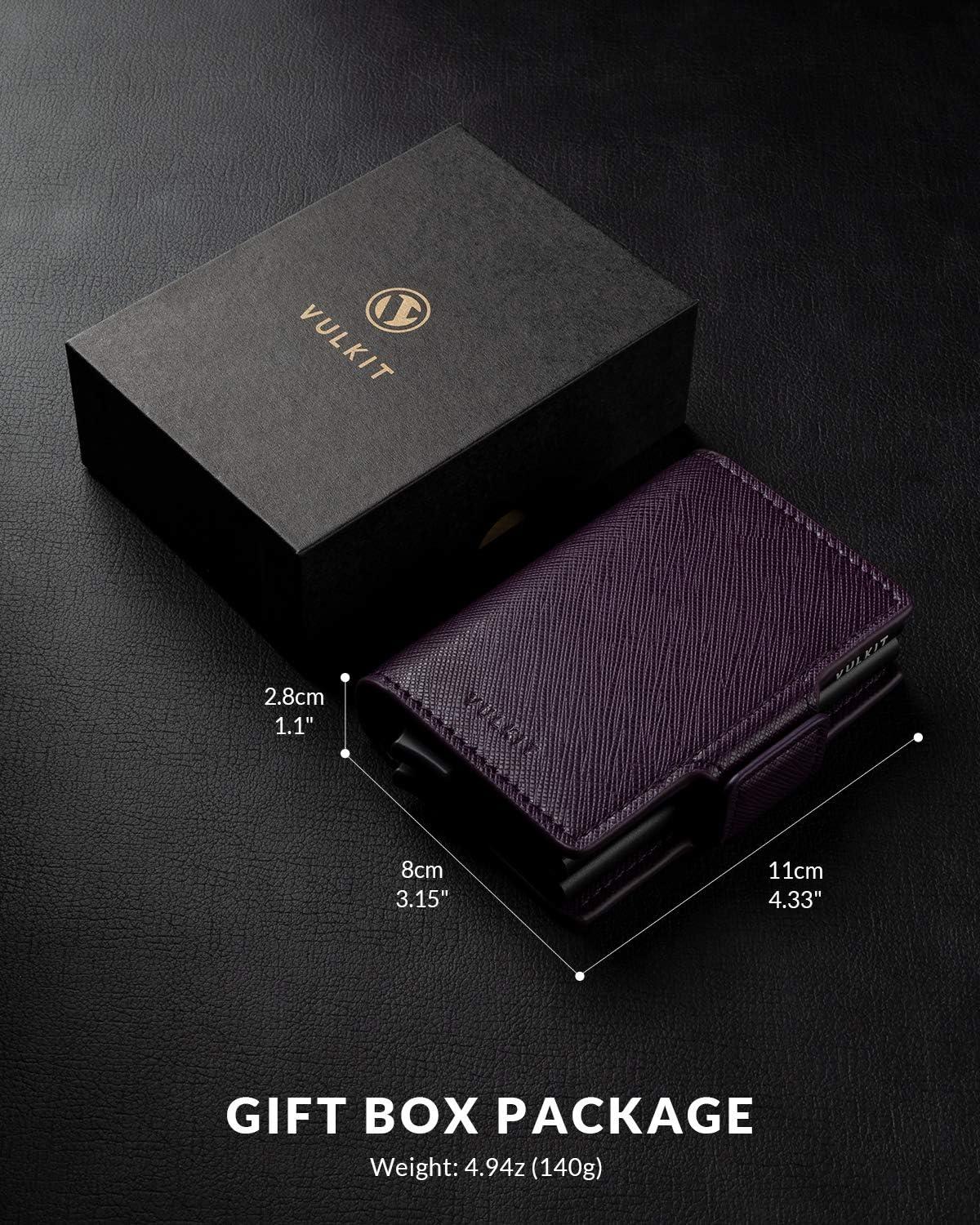 image:imageVULKIT Credit Card Holder RFID Blocking Leather Automatic Pop Up Wallet Magnetic Wallet Double Card Case for Men and WomenCross Wine