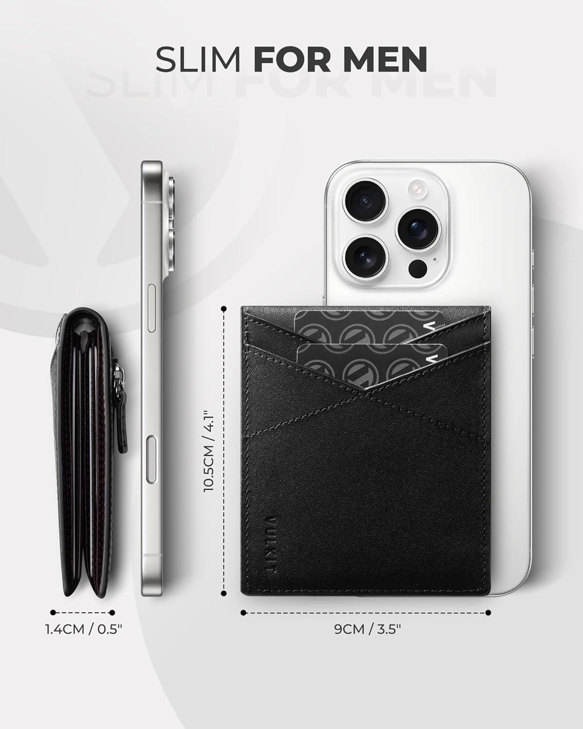 image:imageVULKIT Genuine Leather Reversible Belt amp Slim Bifold Wallet Luxury Gift Set Black amp Dark Brown Combo
