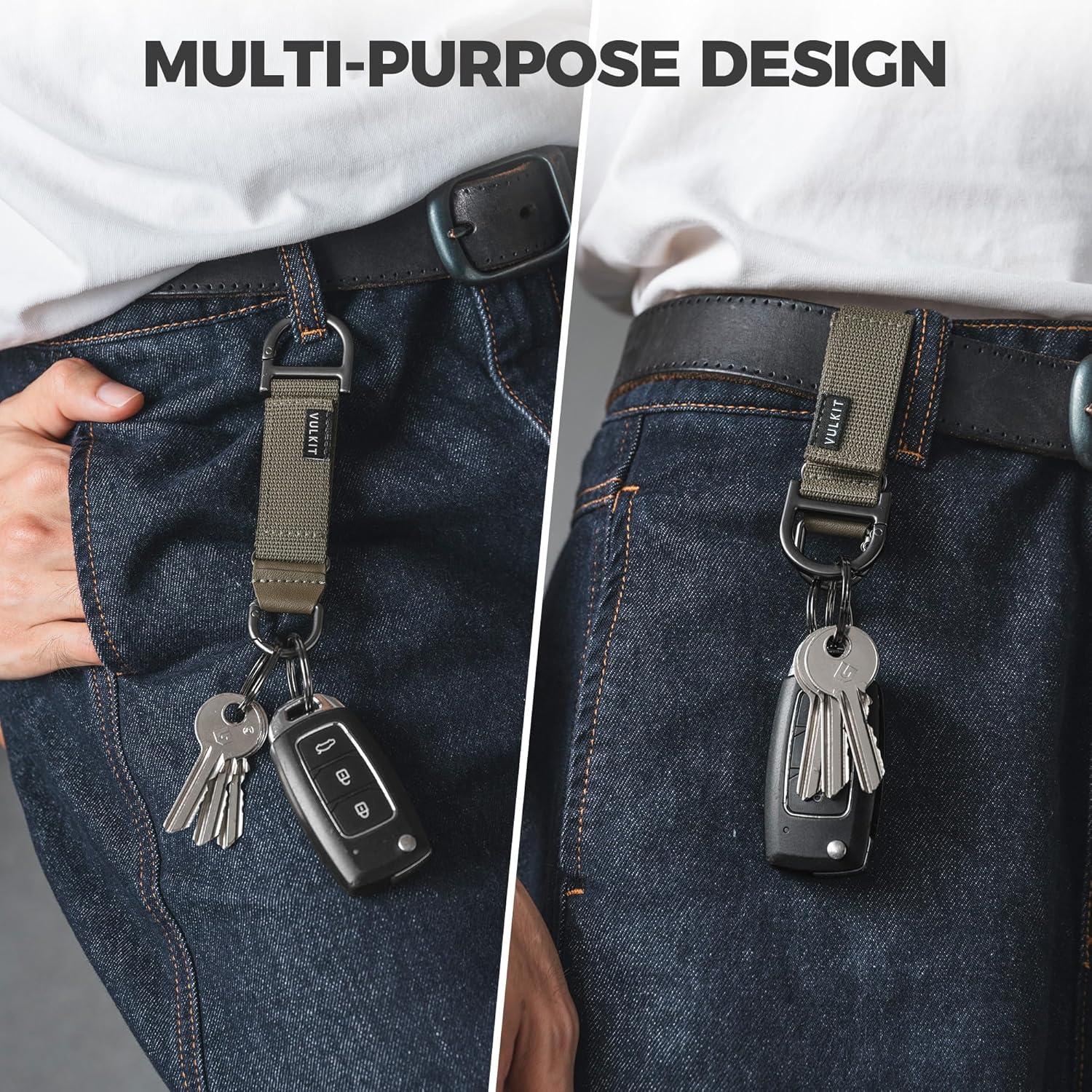 image:imageVULKIT Heavy Duty Keychain Durable Nylon Strap for Belt Loop Molle Pouch Backpack Quick Release Key RingsArmy Green