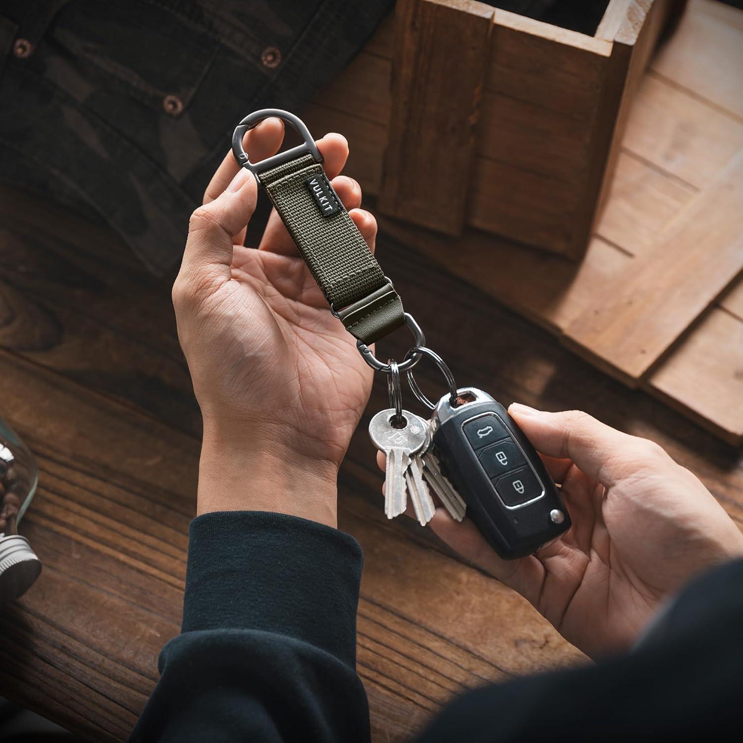 image:imageVULKIT Heavy Duty Keychain Durable Nylon Strap for Belt Loop Molle Pouch Backpack Quick Release Key RingsArmy Green