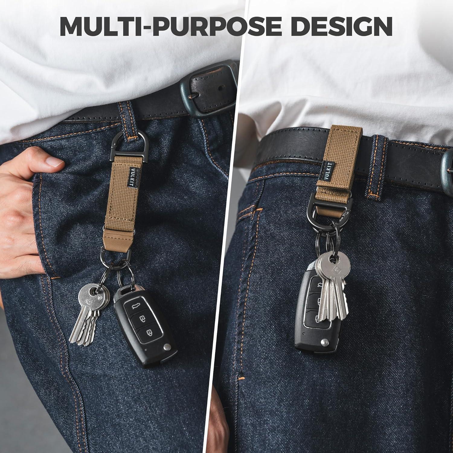 image:imageVULKIT Heavy Duty Keychain Durable Nylon Strap for Belt Loop Molle Pouch Backpack Quick Release Key RingsArmy Khaki